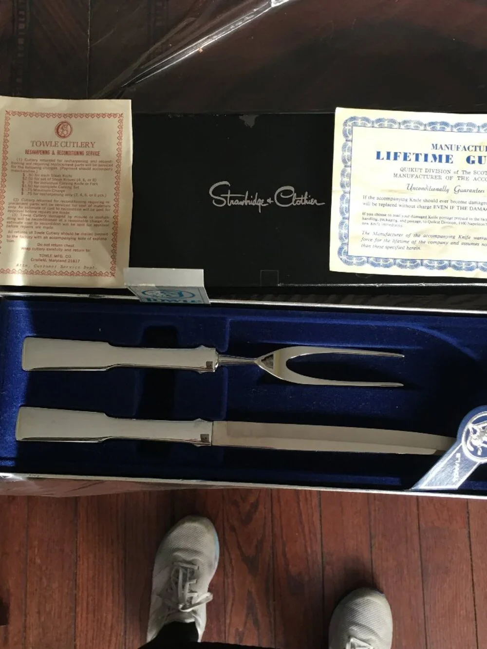 Towle Silversmiths Cutlery Knife and Serving Fork Set with Box, circa 1950s-1960